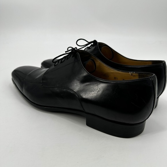 Santoni Italian Mens Black Leather Derby Dress Shoes Square Toe Lace Up Size 13D main image 8
